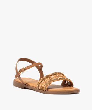 Sandales femme à talon plat avec bride tissée à liseré strass vue3 - GEMO (CASUAL) - GEMO