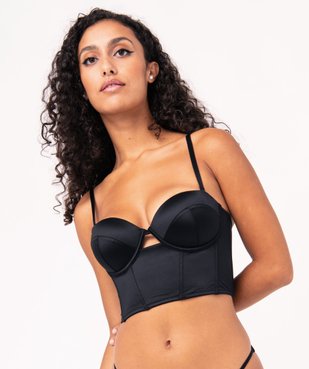 Bustier push-up en satin avec bretelles mutipositions vue2 - GEMO(HOMWR FEM) - GEMO