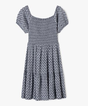 Robe à manches courtes avec buste smocké fille vue3 - GEMO (JUNIOR) - GEMO