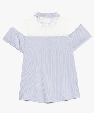 Chemise fille à manches courtes volantées et dentelle vue2 - GEMO (JUNIOR) - GEMO