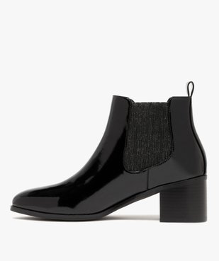 Bottines femme à talon carré dessus vernis style Chelsea détail pailleté vue4 - GEMO(URBAIN) - GEMO