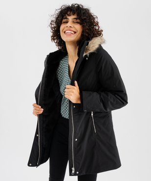 Parka matelassée avec capuche bordée de fourrure imitation femme vue1 - GEMO 4G FEMME - GEMO