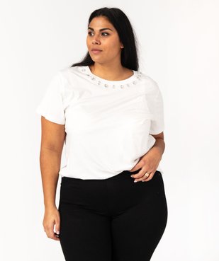 Tee-shirt à manches courtes et strass femme grande taille  vue3 - GEMO (G TAILLE) - GEMO