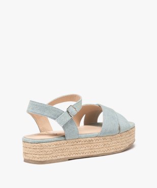 Sandales femme à talon compensé avec brides unies style denim vue5 - GEMO (CASUAL) - GEMO