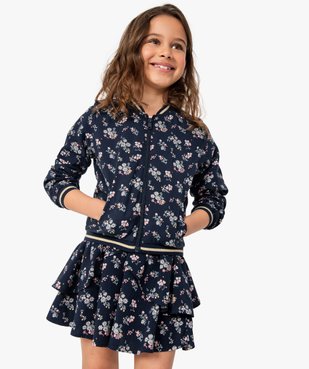 Veste fille à motifs fleuris et liserés pailletés vue1 - GEMO (ENFANT) - GEMO