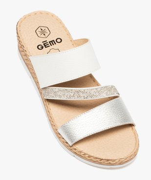 Mules femme confort à talon compensé avec brides fantaisie  vue5 - GEMO (CONFORT) - GEMO