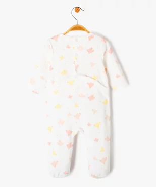 Pyjama en velours avec motifs oiseaux bébé fille  vue3 - GEMO 4G BEBE - GEMO