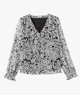 Blouse à manches longues en voile à motifs fleuris femme vue4 - GEMO 4G FEMME - GEMO