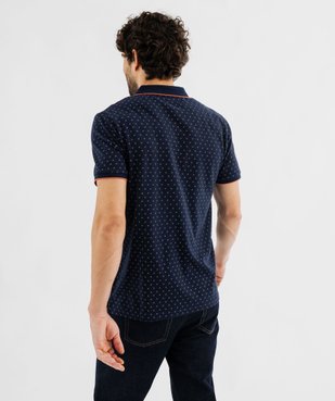 Polo manches courtes en maille piquée à micro-motifs homme vue3 - GEMO (HOMME) - GEMO