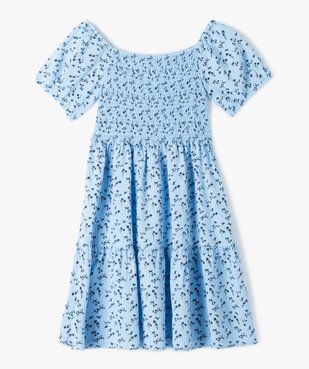 Robe fille fleurie à buste smocké vue1 - GEMO (JUNIOR) - GEMO