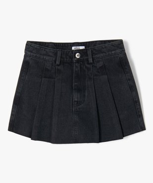 Jupe-short fille en denim avec plis sur l'avant vue1 - GEMO 4G FILLE - GEMO