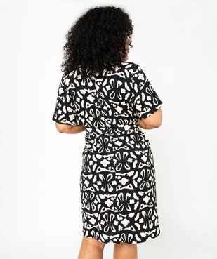 Robe cache-cœur manches courtes à ceinture femme grande taille vue3 - GEMO (G TAILLE) - GEMO