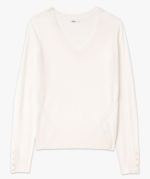 Pull fin à col V avec boutons aux poignets femme vue4 - GEMO 4G FEMME - GEMO