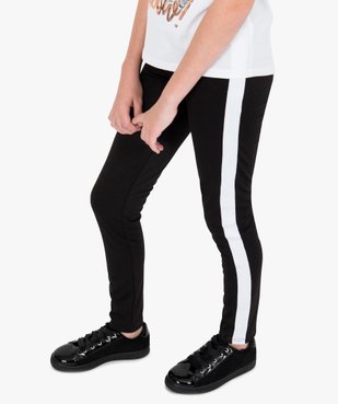 Pantalon fille moulant avec taille élastique et bandes latérales vue1 - GEMO (JUNIOR) - GEMO