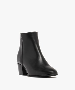 Bottines femme dessus en cuir à petit talon cubain et bout amande - Tanéo vue2 - TANEO - GEMO