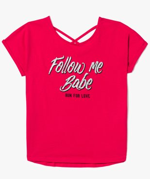 Tee-shirt avec motif pailleté et dos fantaisie vue1 - GEMO (JUNIOR) - GEMO