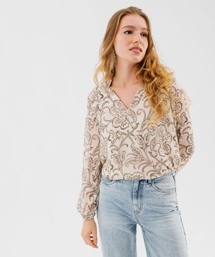 Blouse à manches longues imprimée en voile femme vue1 - GEMO 4G FEMME - GEMO