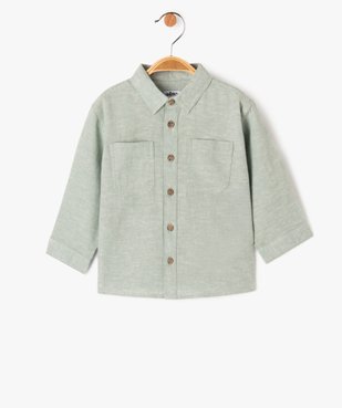 Chemise manches longues en coton lin mélangés bébé garçon vue1 - GEMO(BEBE DEBT) - GEMO