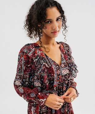 Robe longue imprimée à volants femme vue2 - GEMO(FEMME PAP) - GEMO