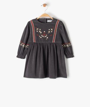 Robe bébé fille en velours avec broderies et sequins - LuluCastagnette vue1 - LULUCASTAGNETTE - GEMO