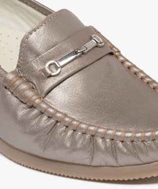 Mocassins femme confort dessus en cuir uni et à talon épais vue6 - GEMO