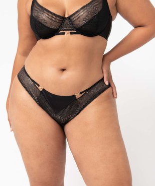 Shorty femme grande taille en dentelle pailletée et microfibre vue1 - GEMO(HOMWR FEM) - GEMO