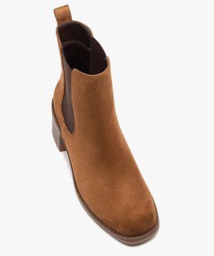 Boots Chelsea en suédine à talon haut femme vue5 - GEMO 4G FEMME - GEMO