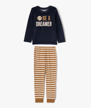 Pyjama en velours avec pantalon rayé garçon vue1 - GEMO (ENFANT) - GEMO