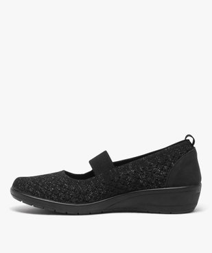 Ballerines femme confort unies avec paillettes et à semelle compensée vue3 - GEMO 4G FEMME - GEMO