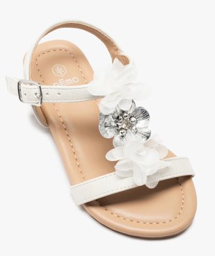 Sandales fille unies à fines brides et fleurs en tulle vue5 - GEMO (ENFANT) - GEMO