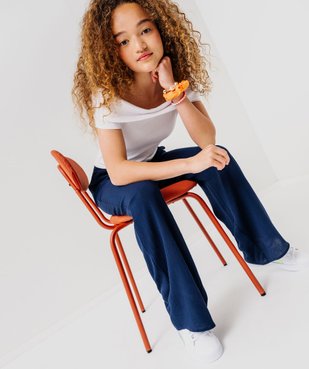 Pantalon large en viscose fluide avec taille élastique fille vue5 - GEMO (JUNIOR) - GEMO