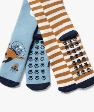 Chaussettes d’intérieur antidérapantes à motifs garçon (lot de 2) vue2 - GEMO (ENFANT) - GEMO