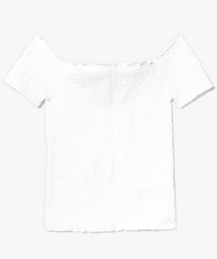 Tee-shirt à smocks et épaules dénudées vue1 - GEMO (JUNIOR) - GEMO