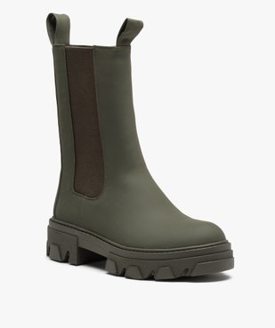 Boots femme Chelsea unies à semelle épaisse et crantée vue2 - GEMO (CASUAL) - GEMO