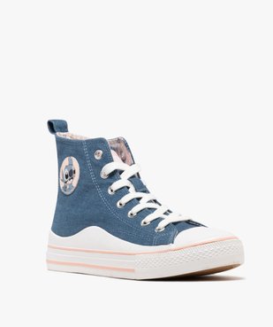 Baskets montantes en toile denim imprimé femme - Stitch vue3 - LILO & STITCH - GEMO