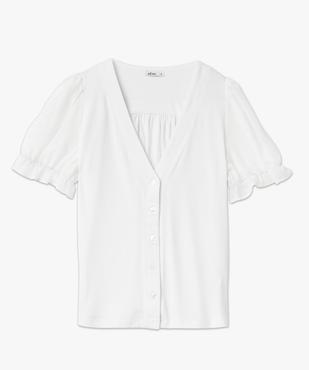 Tee-shirt boutonné avec manches courtes en voile femme vue4 - GEMO(FEMME PAP) - GEMO