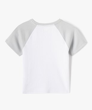 Tee-shirt manches courtes en maille côtelée stretch fille vue3 - GEMO (JUNIOR) - GEMO