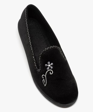 Chaussons femme pantoufles compensées en velours brodé  vue5 - G'FLEX - GEMO