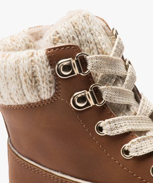 Boots fille unies avec col en maille chaussette et intérieur fourré vue6 - GEMO (ENFANT) - GEMO