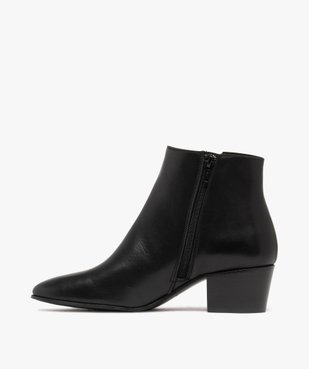 Bottines femme dessus en cuir à petit talon cubain et bout amande - Tanéo vue3 - TANEO - GEMO