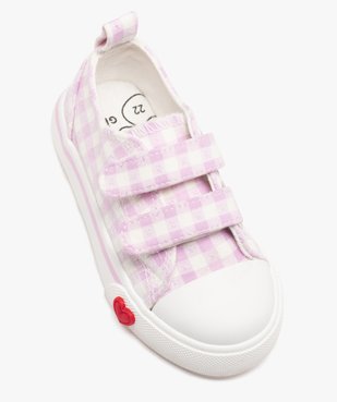 Baskets bébé fille en toile vichy avec double scratch vue5 - GEMO 4G BEBE - GEMO