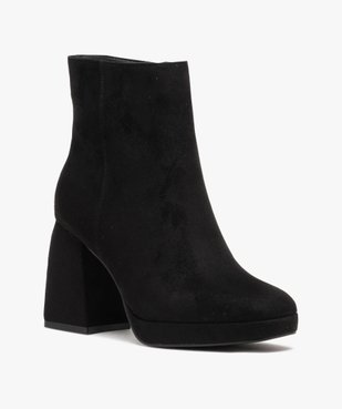 Boots femme à talon flare et en suédine unie vue2 - GEMO 4G FEMME - GEMO