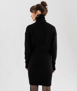 Robe pull en maille côtelée avec col roulé femme vue4 - GEMO(FEMME PAP) - GEMO