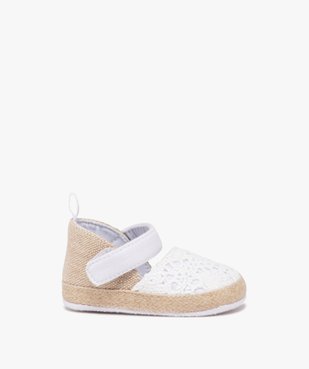 Chaussons de naissance bébé fille espadrilles à scratch brodées vue1 - GEMO 4G BEBE - GEMO