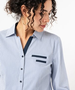 Chemise femme rayée coupe ajustée en coton stretch vue2 - GEMO(FEMME PAP) - GEMO