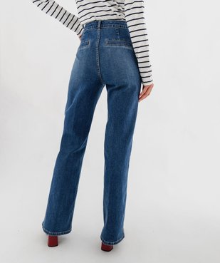 Jean flare taille haute en denim stretch femme vue3 - GEMO(FEMME PAP) - GEMO