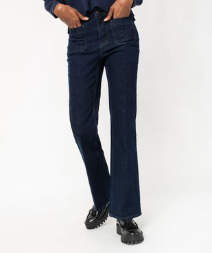 Jean flare taille haute en denim extensible femme vue2 - GEMO(FEMME PAP) - GEMO