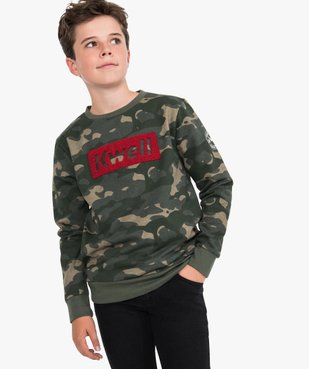 Sweat garçon à motifs camouflage avec empiècement bouclette - Kwell vue1 - KWELL - GEMO