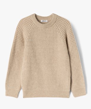 Pull grosse maille fantaisie en laine garçon vue3 - GEMO (ENFANT) - GEMO