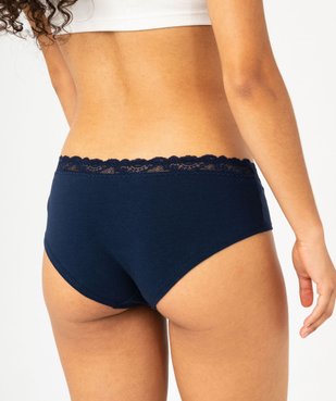 Shorty en coton stretch avec ceinture dentelle femme (lot de 2) vue2 - GEMO 4G FEMME - GEMO